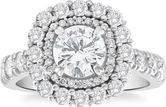Pompeii3 2 1/2Ct Cushion Halo Diamond Engagement Ring in 14k White or Yellow Gold