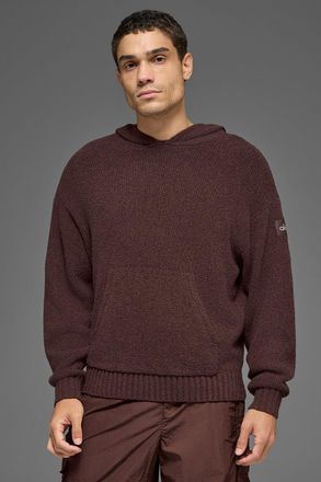 Alo | Textured Knit Hoodie in Brownstone, Size: Medium