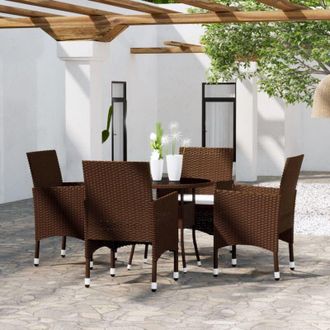 vidaXL Set da Pranzo per Giardino 5 pz in Polyrattan Marrone - Vidaxl