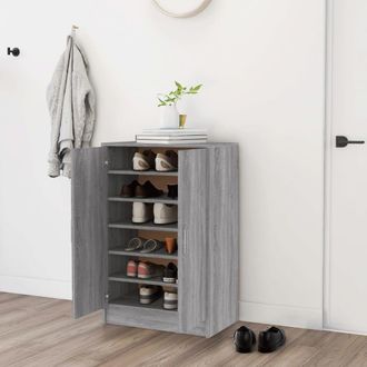 Berkfield Home Shoe Cabinet Grey Sonoma 60x35x92 cm Engineered Wood | Size: 60 x 35 x 92 cm