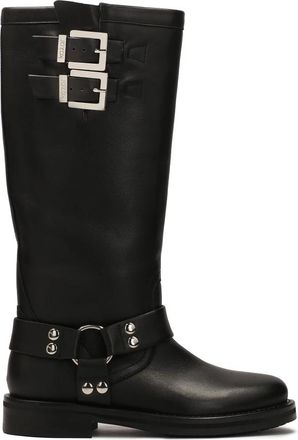 Kazar Leren laarzen met gespen - Dames - Hoge Laarzen - Zwart - 40 EU - Leer - Schoenen