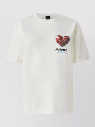 Pinko cotton rhinestone logo short-sleeve t-shirt