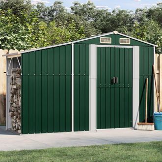 Berkfield Home Garden Shed Green 277x93x179 cm Galvanised Steel | Size: 277 x 93 x 179 cm