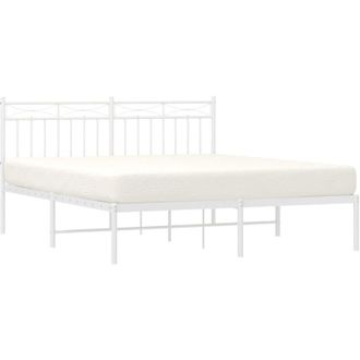 vidaXL Vidaxl - Estructura Cama Sin Colch&oacute;n Con Cabecero Metal Blanco 150x200cm