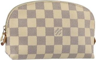 Louis Vuitton Pre-owned Damier Azur Canvas Pouch - Dames - Vintage Tassen - Wit - ONE Size - Leer - Vintage