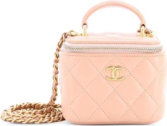 Chanel Classic Top Handle Vanity Case with Chain Quilted Lambskin Mini crossbody bag - Toni neutri