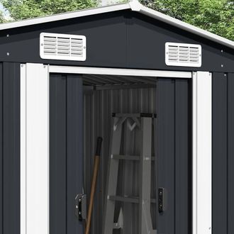 Berkfield Home Garden Shed 257x489x181 cm Metal Anthracite in Dark Grey | Size: 257 x 489 x 181 cm
