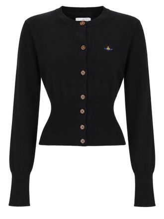 Vivienne Westwood Cropped Fitted Cardigan With Ribbed Cuffs And Button Detail