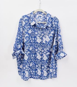 Hat Attack Printed Beach Shirt in Flora Navy at Nordstrom