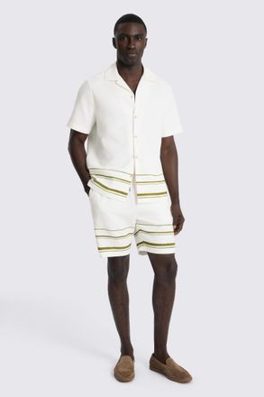 Moss Olive Stripe Cotton Shorts