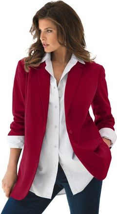 Roaman's Plus Size Relaxed Boyfriend Blazer in Rich Burgundy at Nordstrom, Size 12