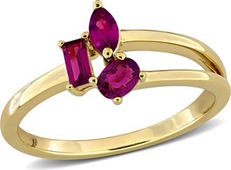Mimi & Max Multi-Gem Three Stone Split Shank Ring Sterling Silver