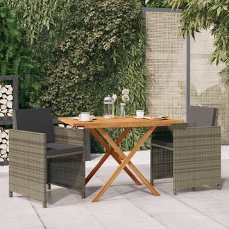 vidaXL Set De Comedor De Jard&iacute;n 3 Piezas Con Cojines Gris Vidaxl