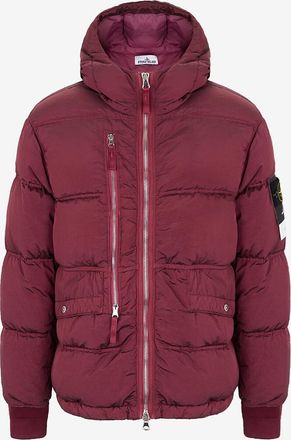 Stone Island Kurze Steppjacke aus schimmerndem Funktionsstoff mit Stehkragen