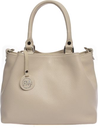 Roberta M Beige Rundleer Tas