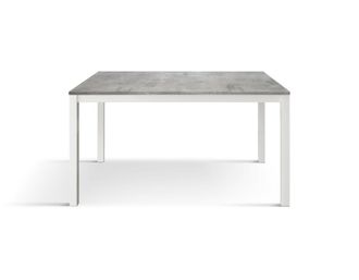 Konte Design Mesa de madera acabado gris, estructura de metal blanco 110x68