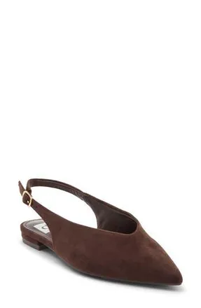 Dolce Vita Empress Pointed Toe Slingback Flat in Brown Faux Suede at Nordstrom Rack, Size 9.5