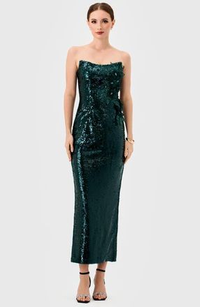 Bariano Edith Scoop Strapless Midaxi in Emerald at Nordstrom, Size 8