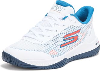 Skechers Mens Go Train Arch Fit Viper Court Pro-Pickleball Sneaker, White/Turquoise, 8 UK
