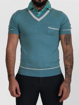 Dolce & Gabbana silk short-sleeve v-neck polo shirt