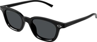 Gucci Ovale Zonnebril - Heren - Zonnebrillen - Zwart - 48 MM - Nylon - Accessoires