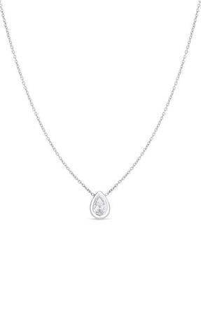 Roberto Coin Pear Cut Diamond Pendant Necklace in White Gold at Nordstrom, Size 16