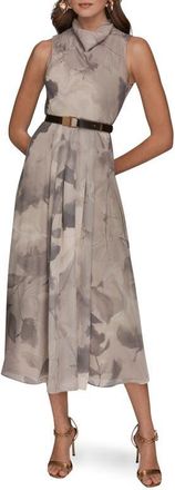 DKNY Cowl Neck Belted Fit & Flare Dress in Driftwood Multi at Nordstrom, Size 6