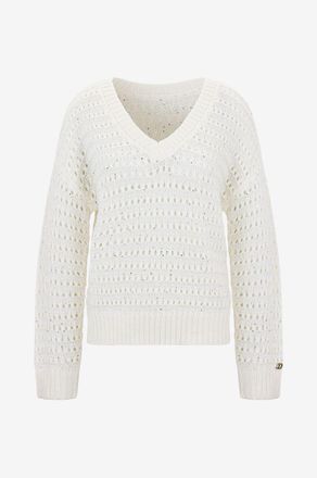 Twinset Pullover mit V-Ausschnitt mit Lochmuster und Pailletten