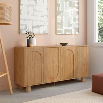 IDMarket Archie Aparador De 4 Puertas De 160 Cm Con Dise&ntilde;o De Arco De Madera Imitaci&oacute;n Roble