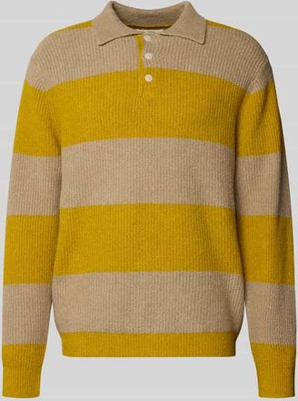 Wood Wood Strickpullover mit Polo-Kragen Modell Kimse in GELB, Gr&ouml;&szlig;e XXL