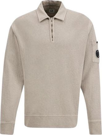 C.P. Company Polo Collar Sweatshirt - Heren - Sweatshirts - Beige - L - Hoodies & sweatvesten