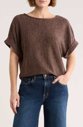 Max Studio Short Sleeve Ribbed T-Shirt in Acorn at Nordstrom Rack, Size X-Large