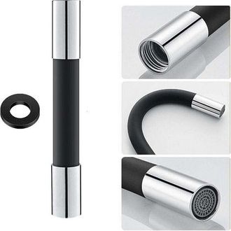 OEM Manguera De Extensi&oacute;n Para Rociador De Grifo De 360&deg;, Manguera De Extensi&oacute;n De Silicona Con Junta, Negra, 20 Cm