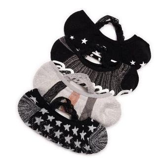 Muk Luks Studio Socks Criss Cross Ballerina 4 Pair Pack in Black/grey at Nordstrom