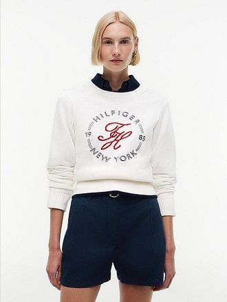 Tommy Hilfiger Logo Embroidery Relaxed Crew Neck Jumper