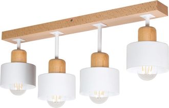 OEM L&aacute;mpara De Techo Blanca De Madera Y Metal De Estilo Escandinavo, 4xe27, Iluminaci&oacute;n Led Moderna Para Sal&oacute;n, Cocina, Dormitorio, Habitaci&oacute;n Infantil, L