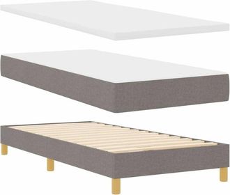 vidaXL Box Spring Bed with Mattress Cream 90x200 cm Fabric Taupe vidaXL
