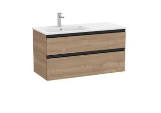 Roca Conjunto Mueble The Gap 1000x460 2 Cajones + Lavabo Izquierda Nogal