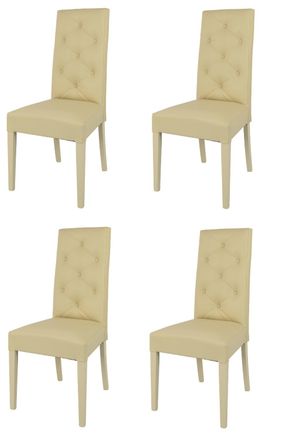 Tommychairs Tommychairs 4 Sillas Chantal En Haya, Asiento En Polipiel Arena