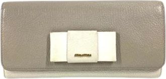 Miu Miu Pre-owned Leather Wallet - Dames - Vintage Accessoires - Grijs - ONE Size - Leer - Vintage