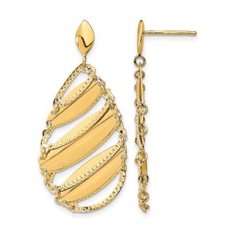 Diamond2Deal 14K Yellow Gold Fancy Drop Dangle Earrings