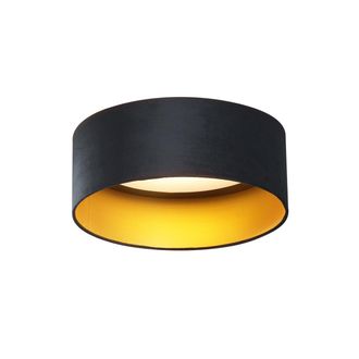 QAZQA Qazqa - Moderno L&aacute;mpara De Techo Moderna De Terciopelo Negro De 40 Cm Con Led Regulable En 3 Pasos - Sue Terciopelo /pl&aacute;stico /acero Redonda Incluye L