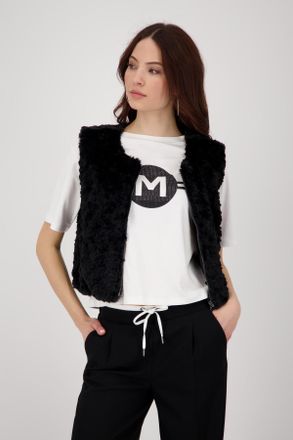 Monari Fellimitatweste MONARI Weste fake fur, Damen, Gr. 42, schwarz, Web, Obermaterial: 100% Polyester. Futter: 100% Polyester, unifarben, regular fit kurz,