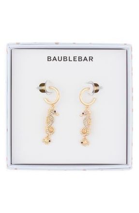 BaubleBar Hold Your Seahorses Drop Huggie Hoop Earrings in White at Nordstrom Rack