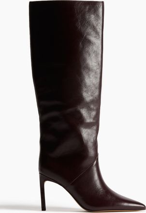 H&M Spitze kniehohe Lederstiefel - Weinrot