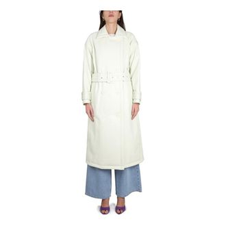 Stand Studio Trench Coats, female, Green, Size: XS Emily Faux Leather Trench
