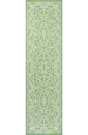 Jonathan Y Designs Charleston Vintage Filigree Textured Weave Indoor/Outdoor Area Rug in Green/ivory at Nordstrom, Size 5Ft 0In X 8Ft 0In
