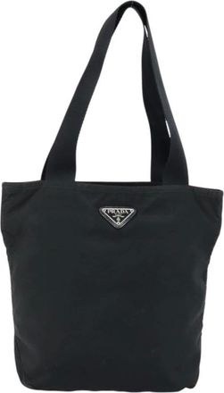 Prada Pre-owned Tote Bags, female, Black, Size: ONE SIZE Pre-owned Tessuto Tote Bag