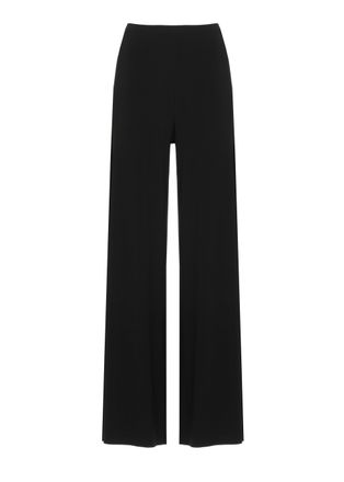 Norma Kamali Black Elastic Waistband Minimalist Wide-Leg Pants