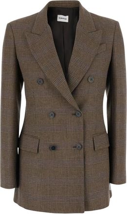 P.A.R.O.S.H. P.a.r.o.s.h., Jassen, Dames, Bruin, XS, Wol, Check Double Breasted Blazer